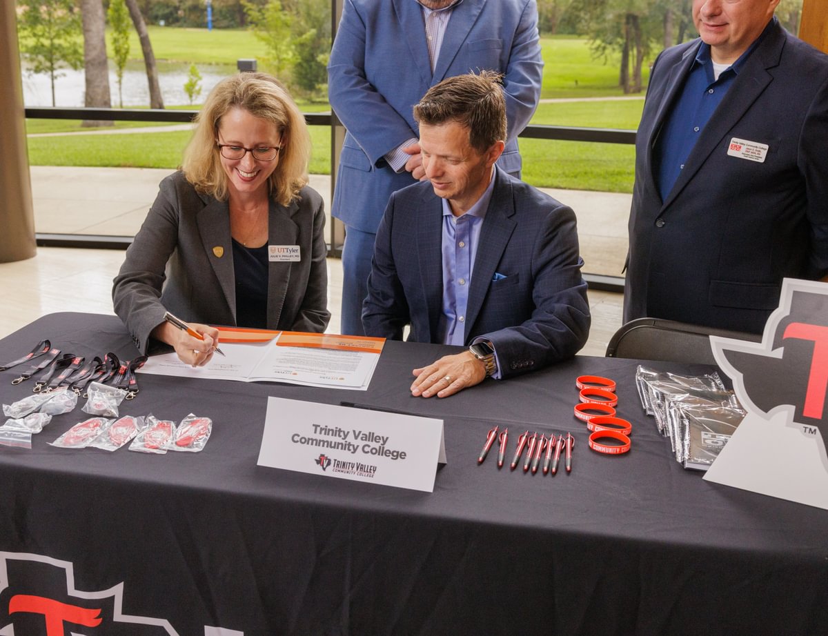 On Thursday, Sept. 5, TVCC President Dr. Jason Morrison attended the signing event at UT Tyler.                                             