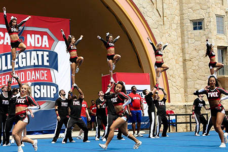 TVCC cheerleaders competing at NCA in Daytona Beach